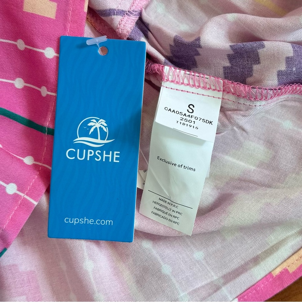 Cupshe Vibrant Pink Sleeveless Chevron Print Maxi Dress w/Pockets - Picture 12 of 14